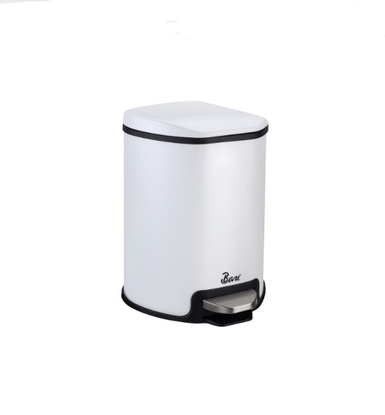 PAPELERA DE PEDAL CON FRENO DE 5 LTS EN ACERO INOXIDABLE COLOR BLANCO REF. TOB.03.04 MARCA BARI