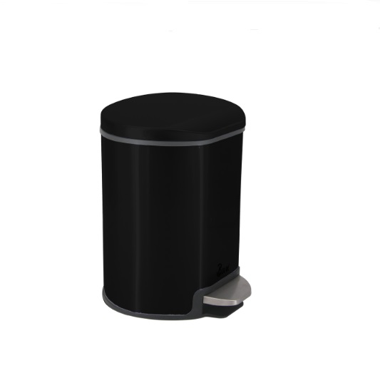 PAPELERA DE PEDAL CON FRENO DE 5 LTS EN ACERO INOXIDABLE COLOR NEGRO REF. TOB.03.05 MARCA BARI