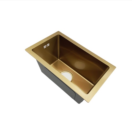 FREGADERO DE 1 TINA LAVA COPA ACERO INOX. DORADO BAJO TOPE 26 CM X 43 CM X 22 CM REF. FRE.02.12 BARI