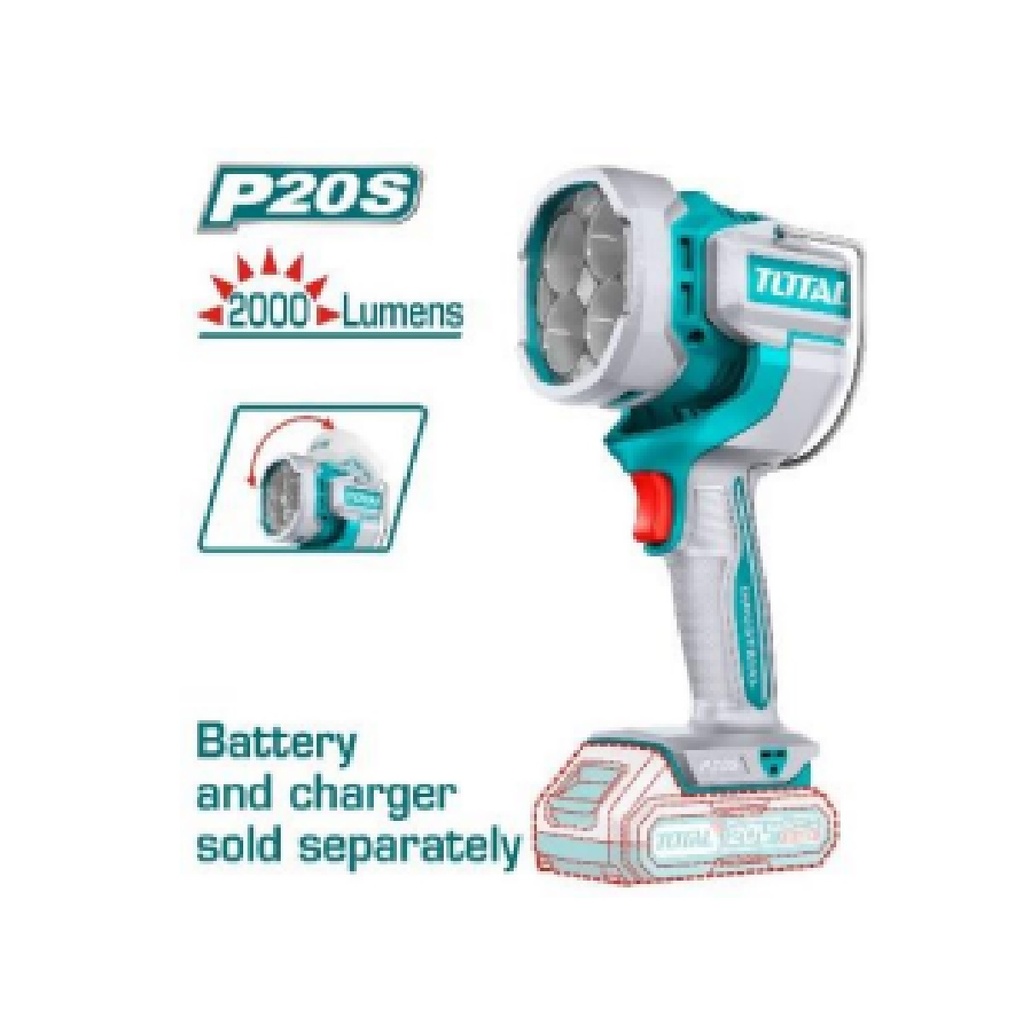 LINTERNA INALAMBRICA 20 V 24 W 2000 LUMEN NO INCLUYE BATERIA REF. TWLI2088 MARCA TOTAL TOOLS