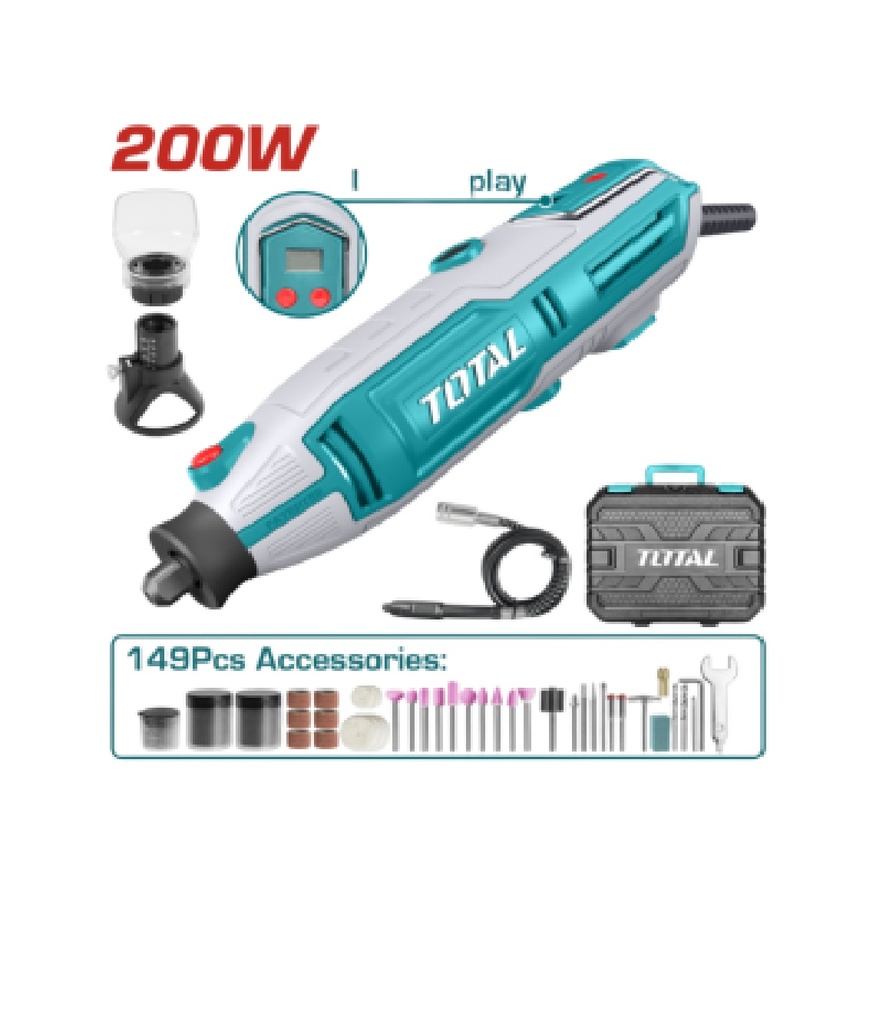 MOTO TOOLS / DREMEL 200W BOQUILLA 1/8" C/MALETA 149 PZAS 40000RPM REF. UTG2006 / MARCA TOTAL TOOLS