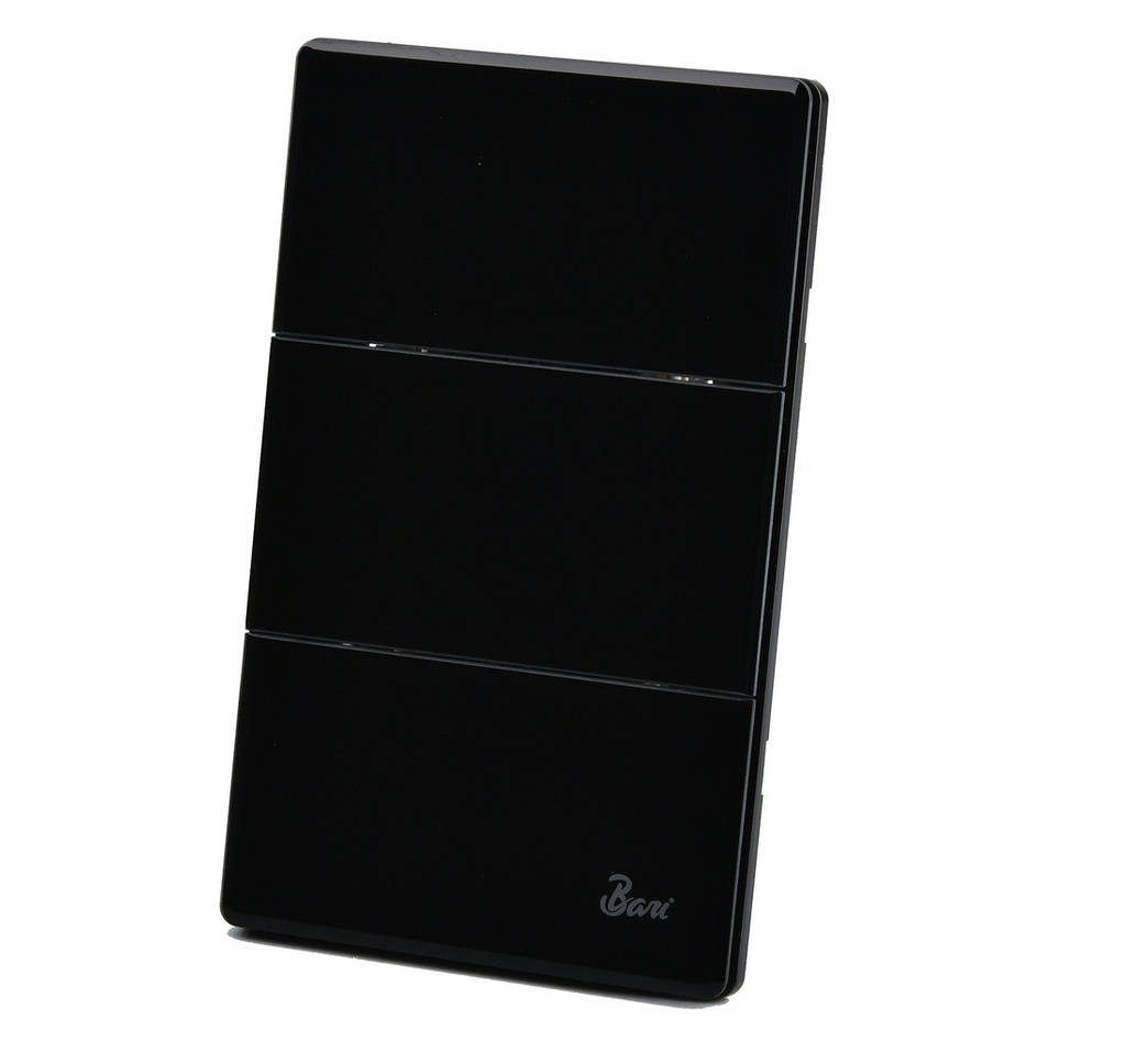 INTERRUPTOR TRIPLE SERIE VUOTO COLOR NEGRO BRILLANTE REF. INT.10.03 MARCA BARI