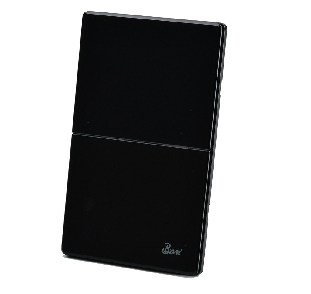 INTERRUPTOR DOBLE SERIE VUOTO COLOR NEGRO BRILLANTE REF. INT.10.02 MARCA BARI