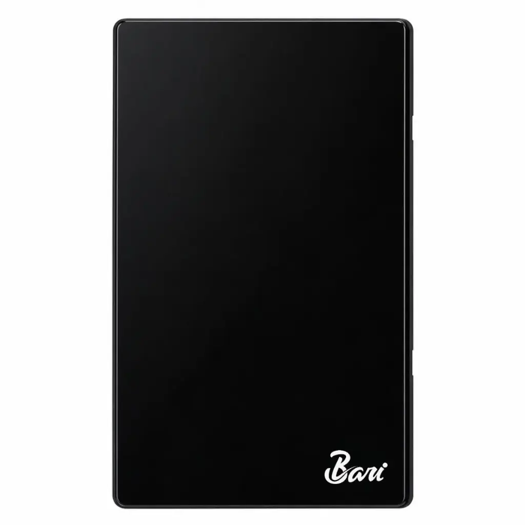 INTERRUPTOR SENCILLO SERIE VUOTO COLOR NEGRO BRILLANTE REF. INT.10.01 MARCA BARI