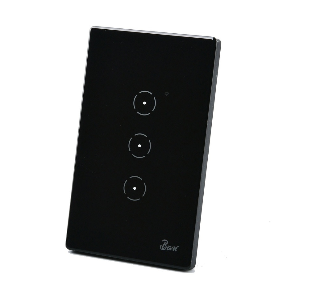 INTERRUPTOR TRIPLE SMART SERIE VUOTO COLOR NEGRO BRILLANTE REF. INT.10.15 MARCA BARI