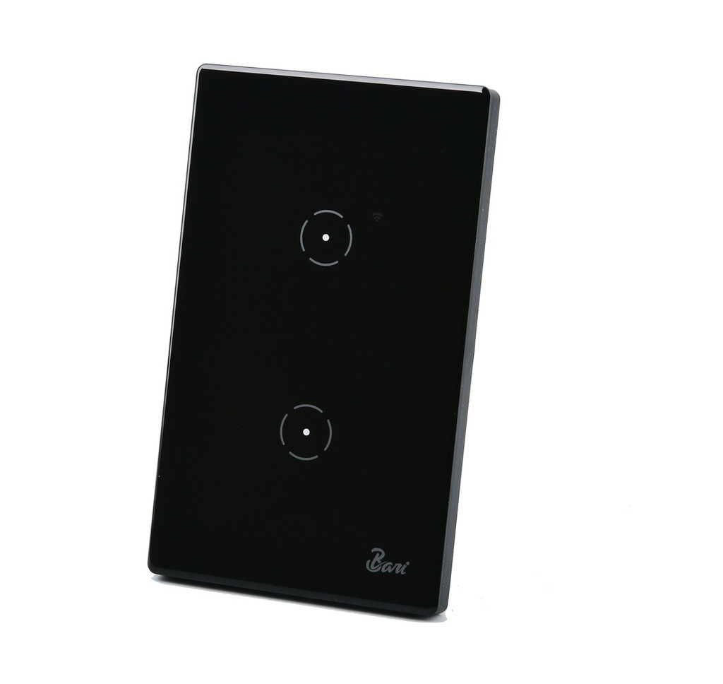 INTERRUPTOR DOBLE SMART SERIE VUOTO COLOR NEGRO BRILLANTE REF. INT.10.14 MARCA BARI