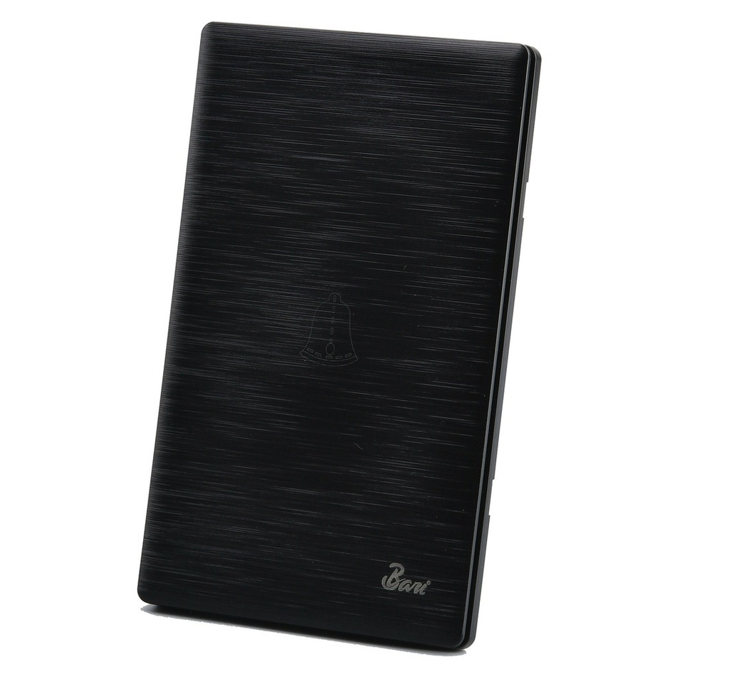 INTERRUPTOR TIMBRE SERIE SOLLIEVO COLOR NEGRO CEPILLADO REF. INT-09.04 MARCA BARI