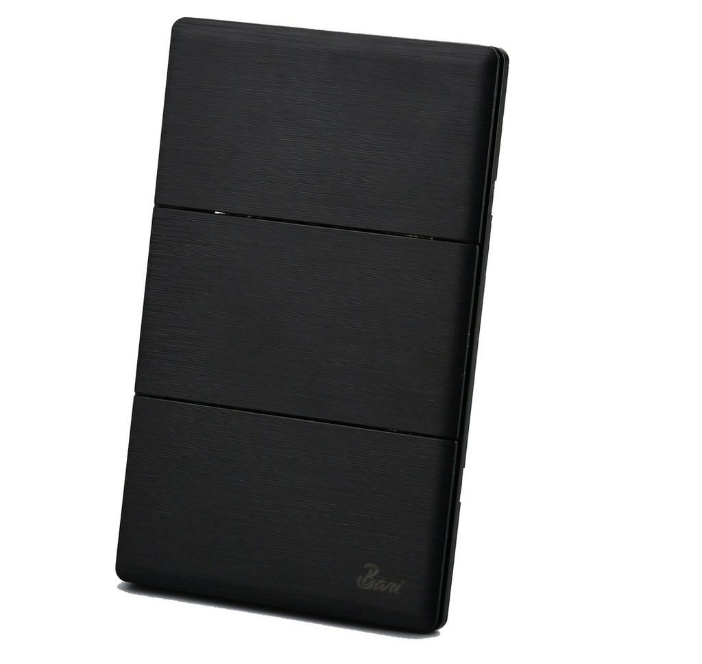 INTERRUPTOR TRIPLE SERIE SOLLIEVO COLOR NEGRO CEPILLADO REF. INT-09.03 MARCA BARI