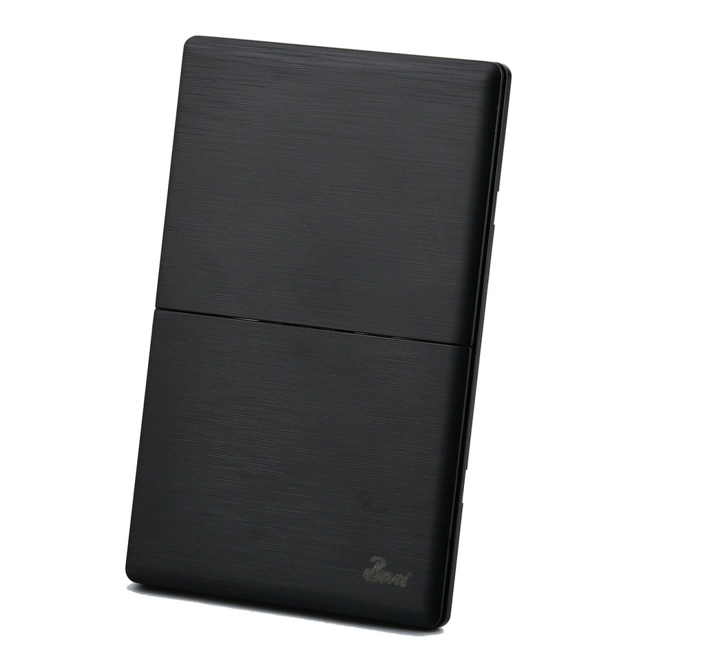 INTERRUPTOR DOBLE SERIE SOLLIEVO COLOR NEGRO CEPILLADO REF. INT.09.02 MARCA BARI