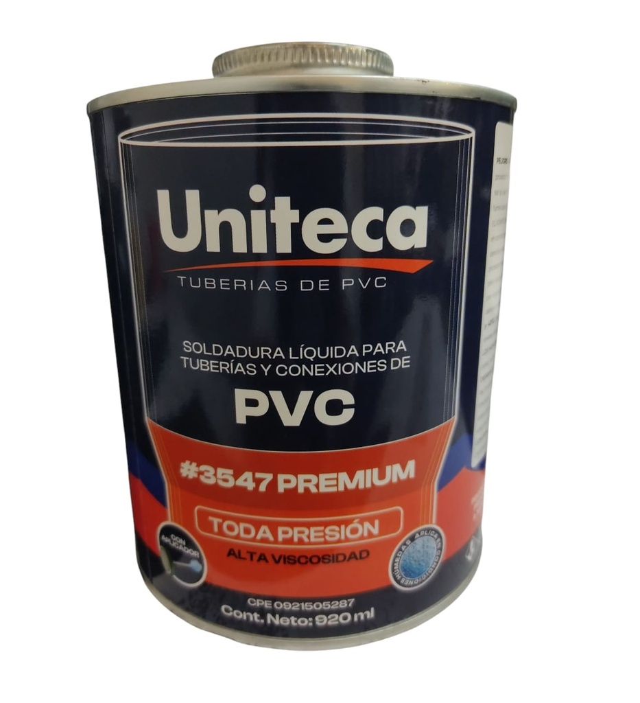 SOLDADURA / PEGA DE ALTA PRESION/ CONDICIONES HUMEDAS #3547 1/4 DE GL 920 CM3 REF. P5499AP UNITECA