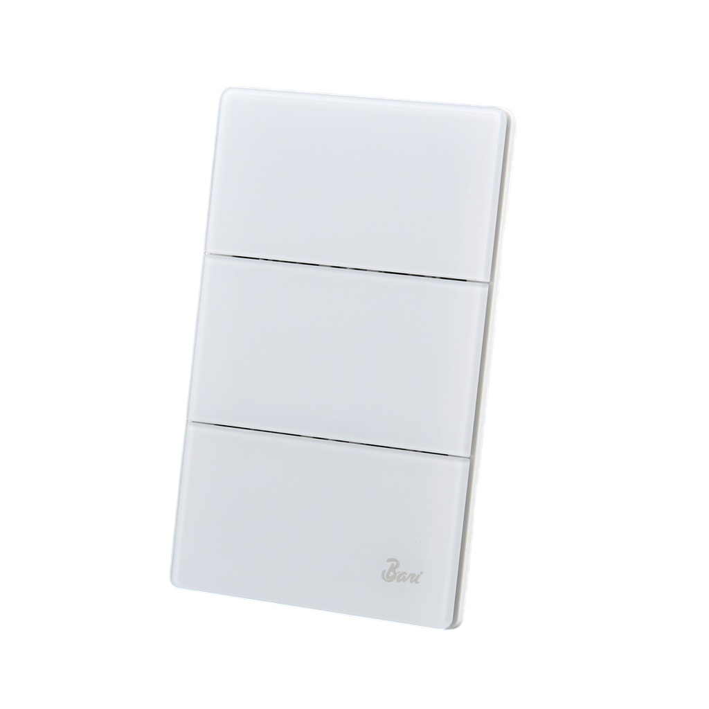 INTERRUPTOR TRIPLE SERIE NEVE COLOR BLANCO BRILLANTE REF. INT.11.03 MARCA BARI