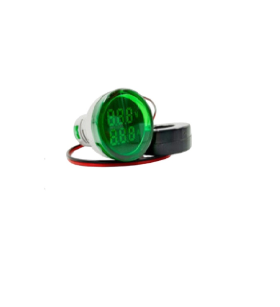 INDICADOR DE VOLTAJE AD101-22AM VERDE 0-100A MAX AC380V REDONDO REF. CON14491 MARCA ANDELI