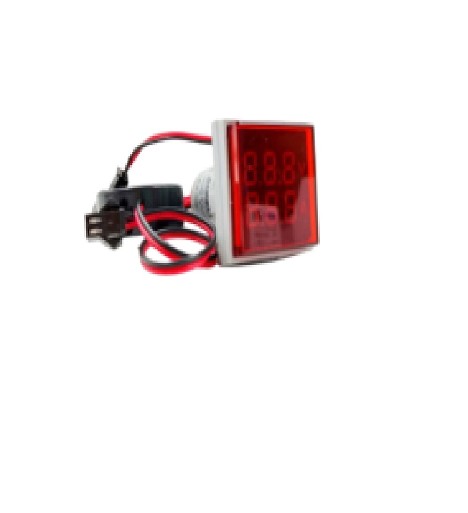 INDICADOR DE VOLTAJE AD101-22AMS ROJO 0-100A MAX AC380V CUADRADO REF. CON14488 MARCA ANDELI