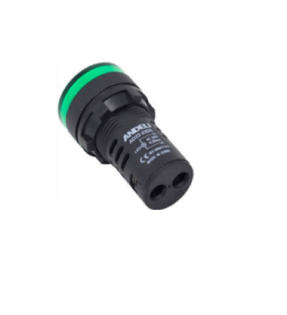 LUZ INDICADORA LED MULTIVOLTAJE 120-220 V VERDE REF. CON14518 MARCA ANDELI