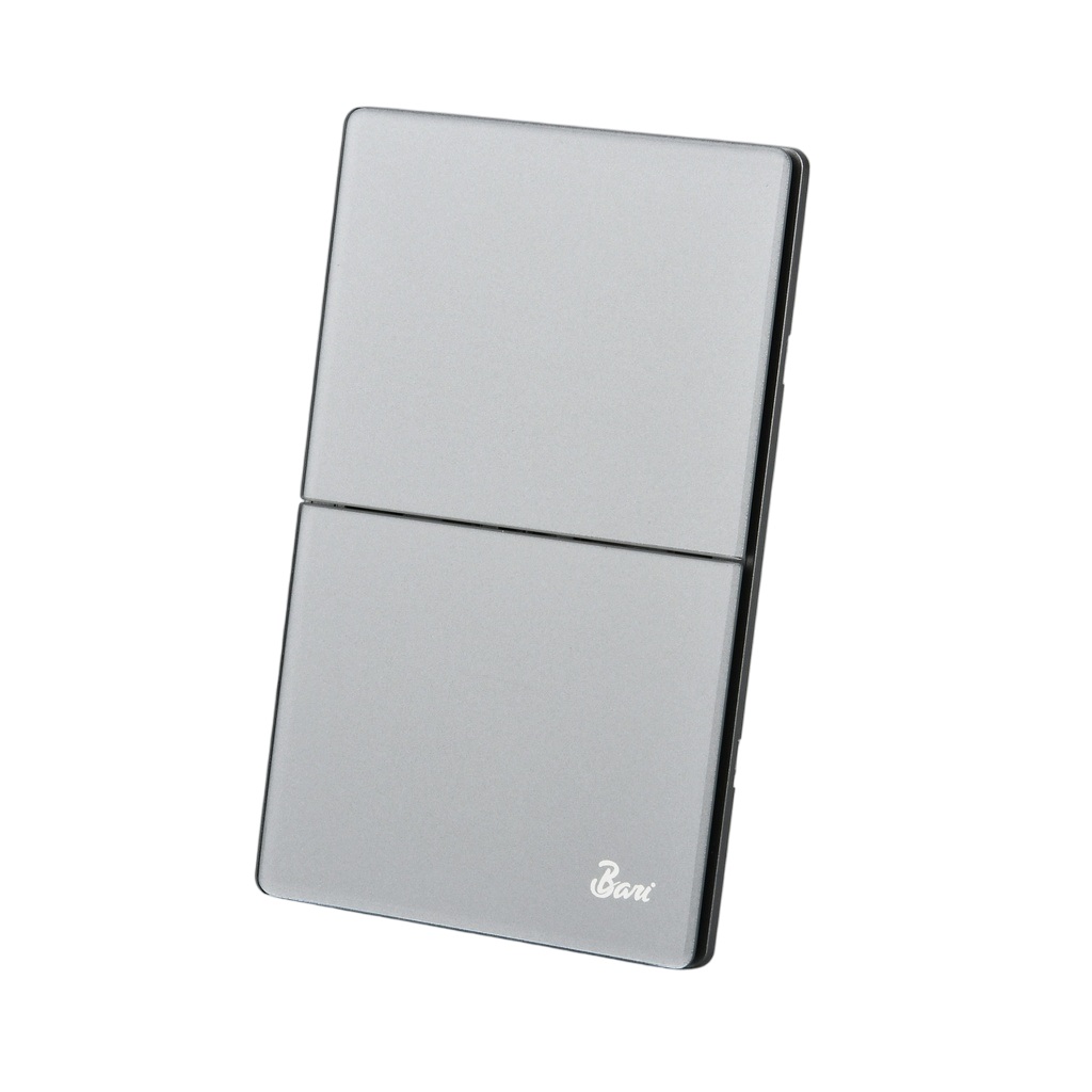 INTERRUPTOR DOBLE SERIE GRIGIO COLOR GRIS BRILLANTE REF. INT.13.02 MARCA BARI