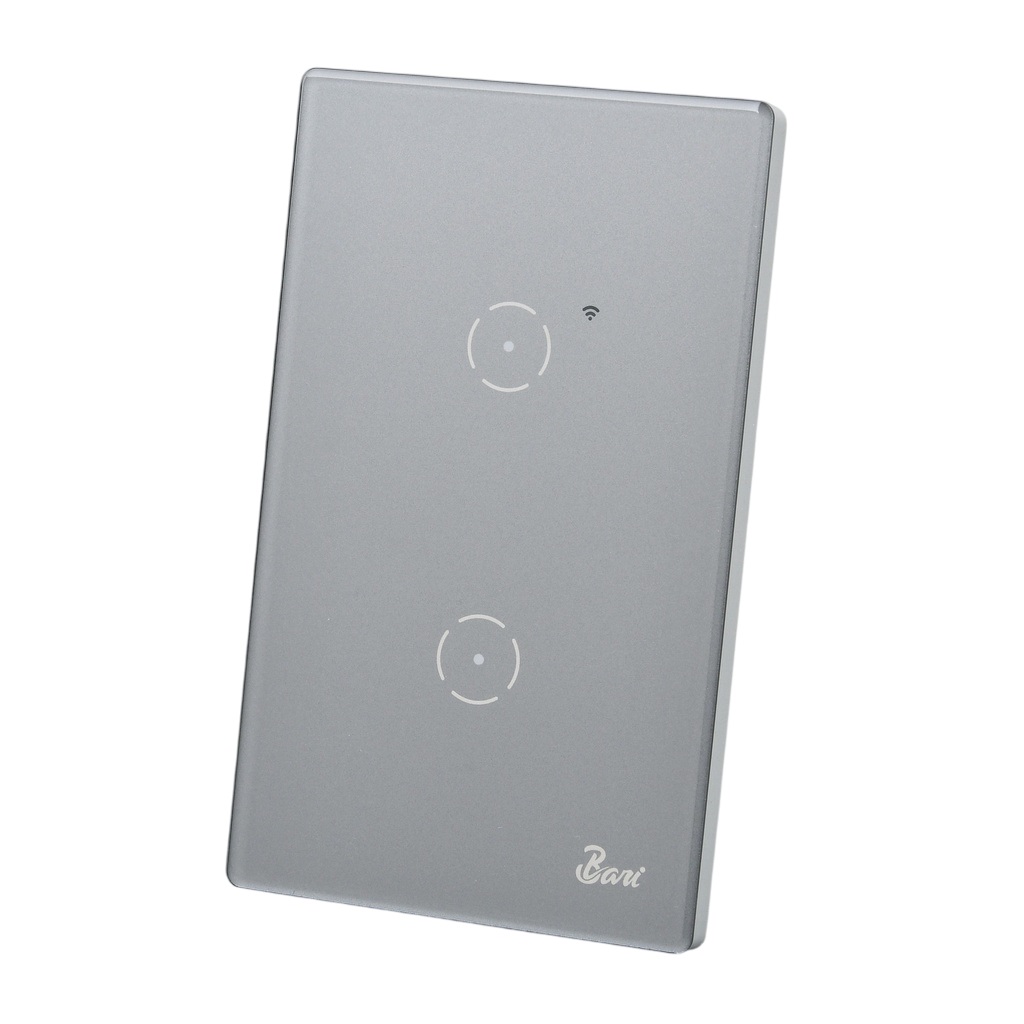 INTERRUPTOR DOBLE SMART SERIE GRIGIO COLOR GRIS BRILLANTE REF. INT.13.14 MARCA BARI