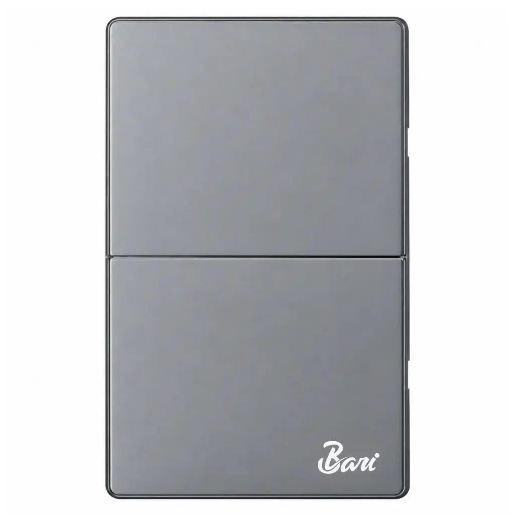 INTERRUPTOR DOBLE SERIE CENERE COLOR GRIS MATE REF. INT.15.02 MARCA BARI