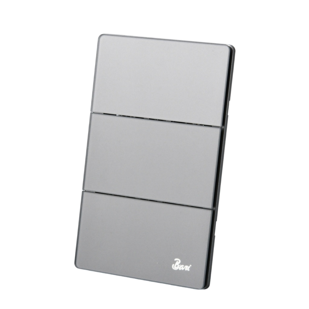INTERRUPTOR TRIPLE SERIE CENERE COLOR GRIS MATE REF. INT.15.03 MARCA BARI