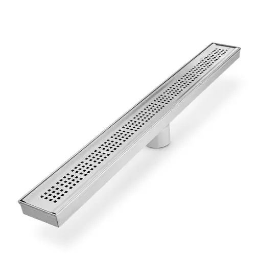 REJILLA RECTANGULAR / DESAGUE LINEAL 24" SERIE RIA COLOR PULIDA REF. 38.200.24-P MARCA QUALITY METAL