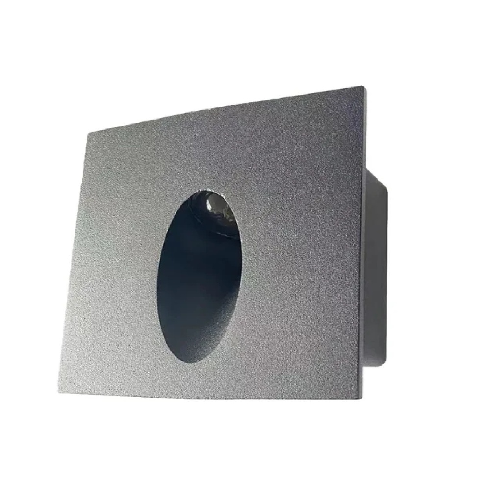 APLIQUE DE CORTESIA PARED / ESCALERA LED INT. 3W 6500K 85-277V CUADRADO C/NEGRO REF. 001-007-BSQJ0266500K3W MARCA MAFI