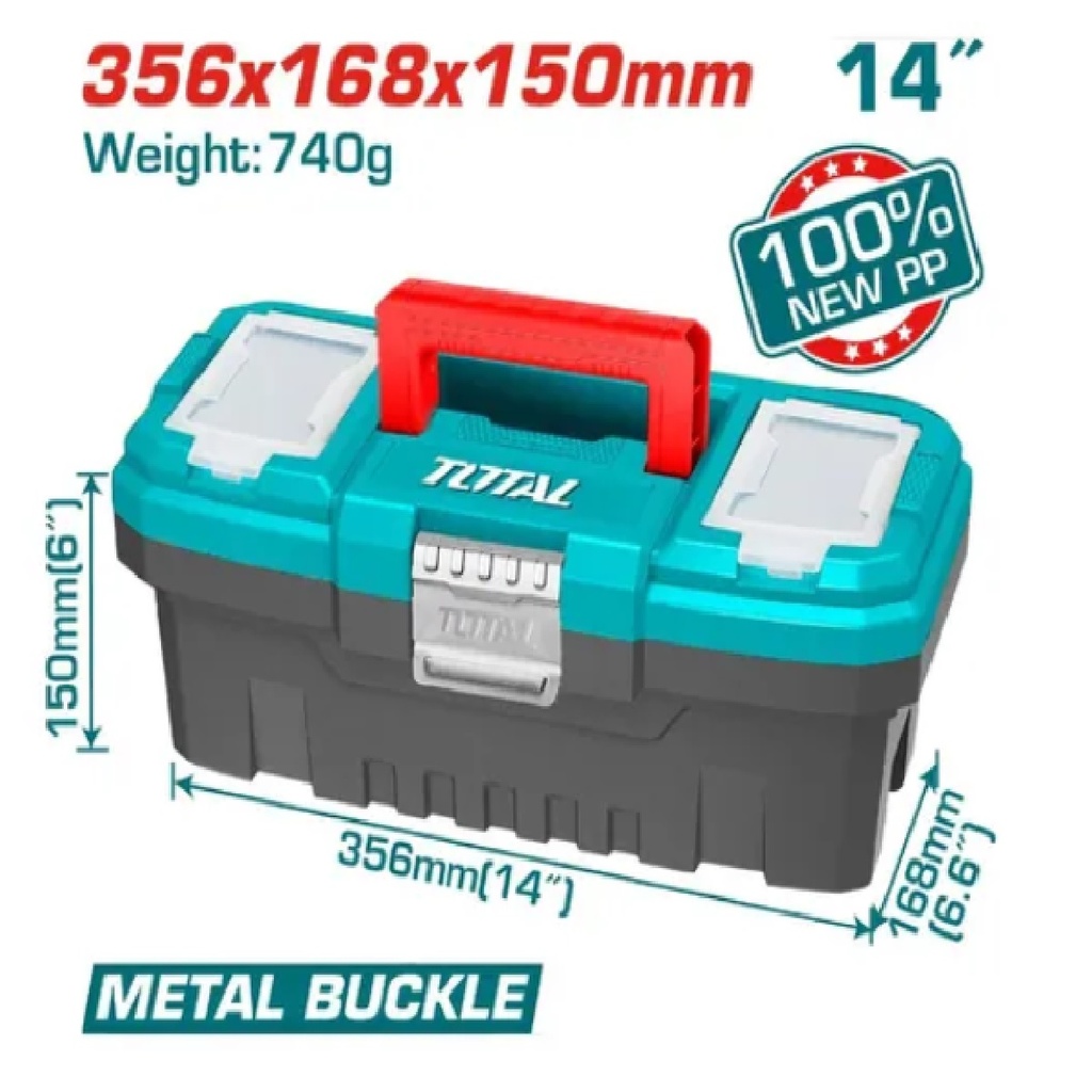 CAJA DE HERRAMIENTA / MALETIN ORGANIZADOR 14" 356 x 168 x 160 MM 10 KG REF.TPBX0142 MARCA TOTAL TOOL