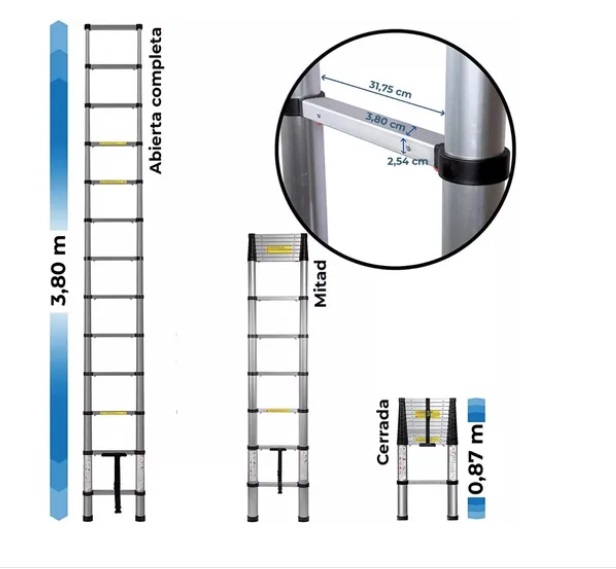 ESCALERA TELESCOPICA DE ALUMINIO 13 TRAMOS TIPO EXTENSIBLE 150 KG REF. ETA13 MARCA ALADINO