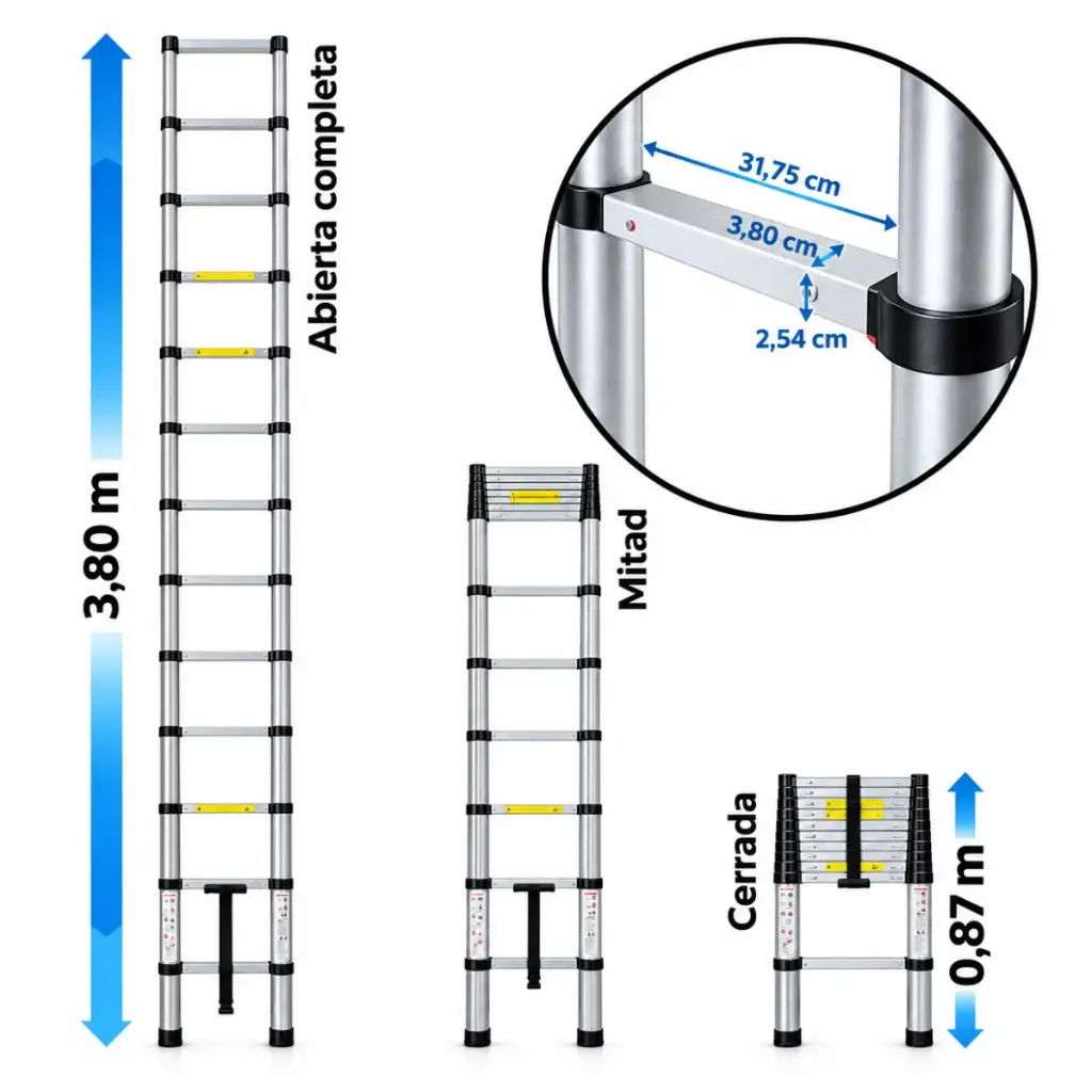 ESCALERA TELESCOPICA DE ALUMINIO 13 TRAMOS TIPO EXTENSIBLE 150 KG REF. ETA13 MARCA ALADINO