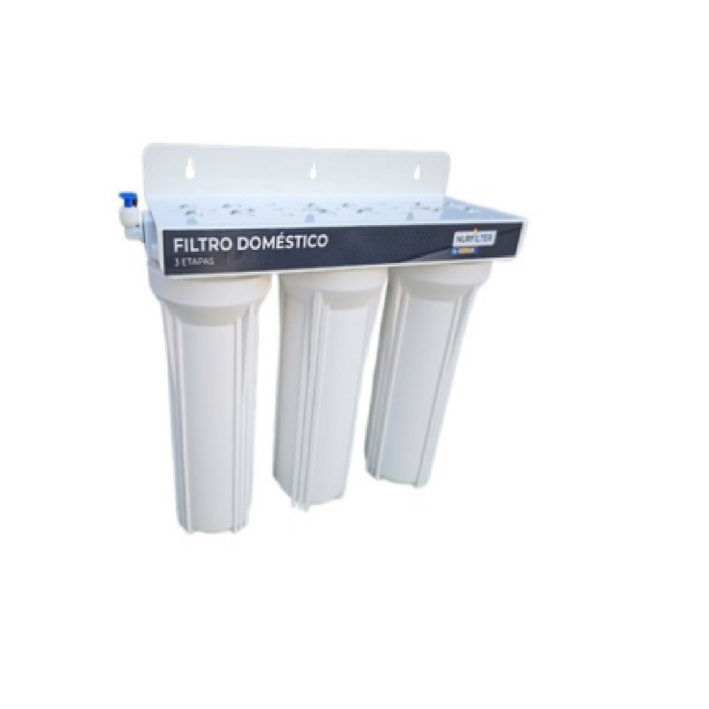 FILTRO BOTELLA DOMESTICO TRIPLE 10" 3 ETAPAS C/CART (SEDIM+CARB ACTI+CARB BLOQ) REF. NUR-003 GENPAR
