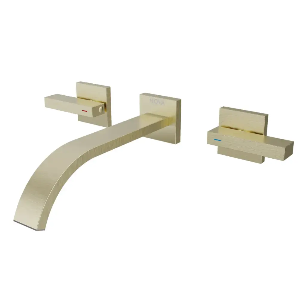 GRIFERIA MONOMANDO EMPOTRADO ACERO INOX LAVABO 3 PZAS SERIE KUBE D´OR / DORADO REF. NVGRI9856 NOVA