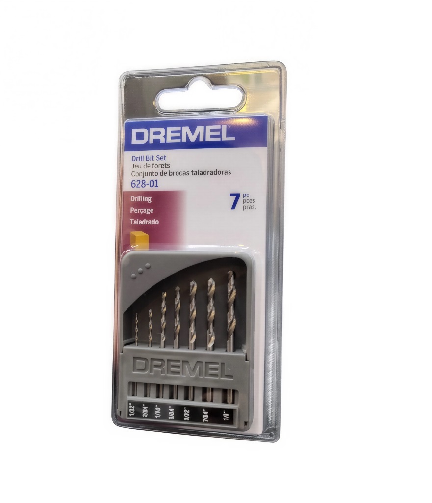 JUEGO DE BROCAS P/MET-MAD-PLAST 7 PZAS 1/32"- 1/8" MOD. 628-01 REF. 26150628AE / 86244 MARCA DREMEL