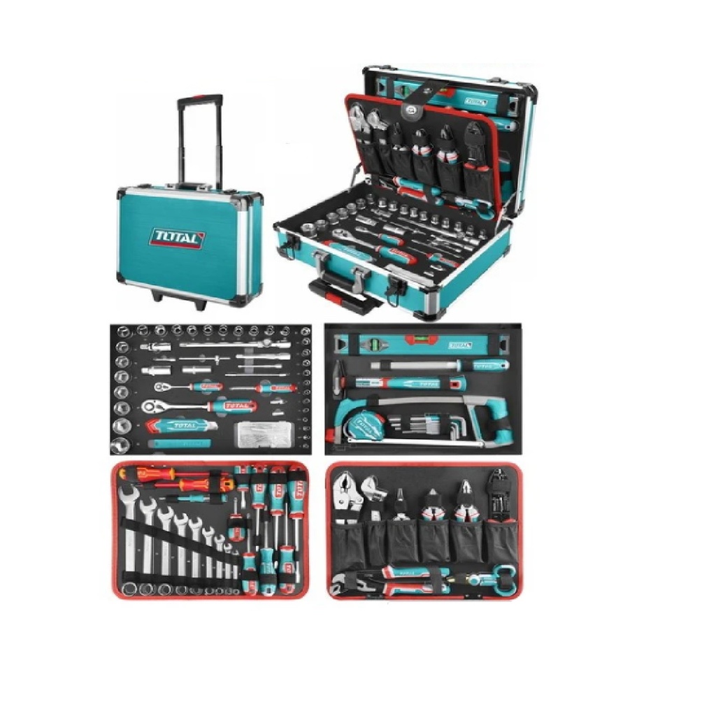 JUEGO DE HERRAMIENTAS MANUALES 147 PZAS C/ MALETIN REF. THKTH21476 MARCA TOTAL TOOLS