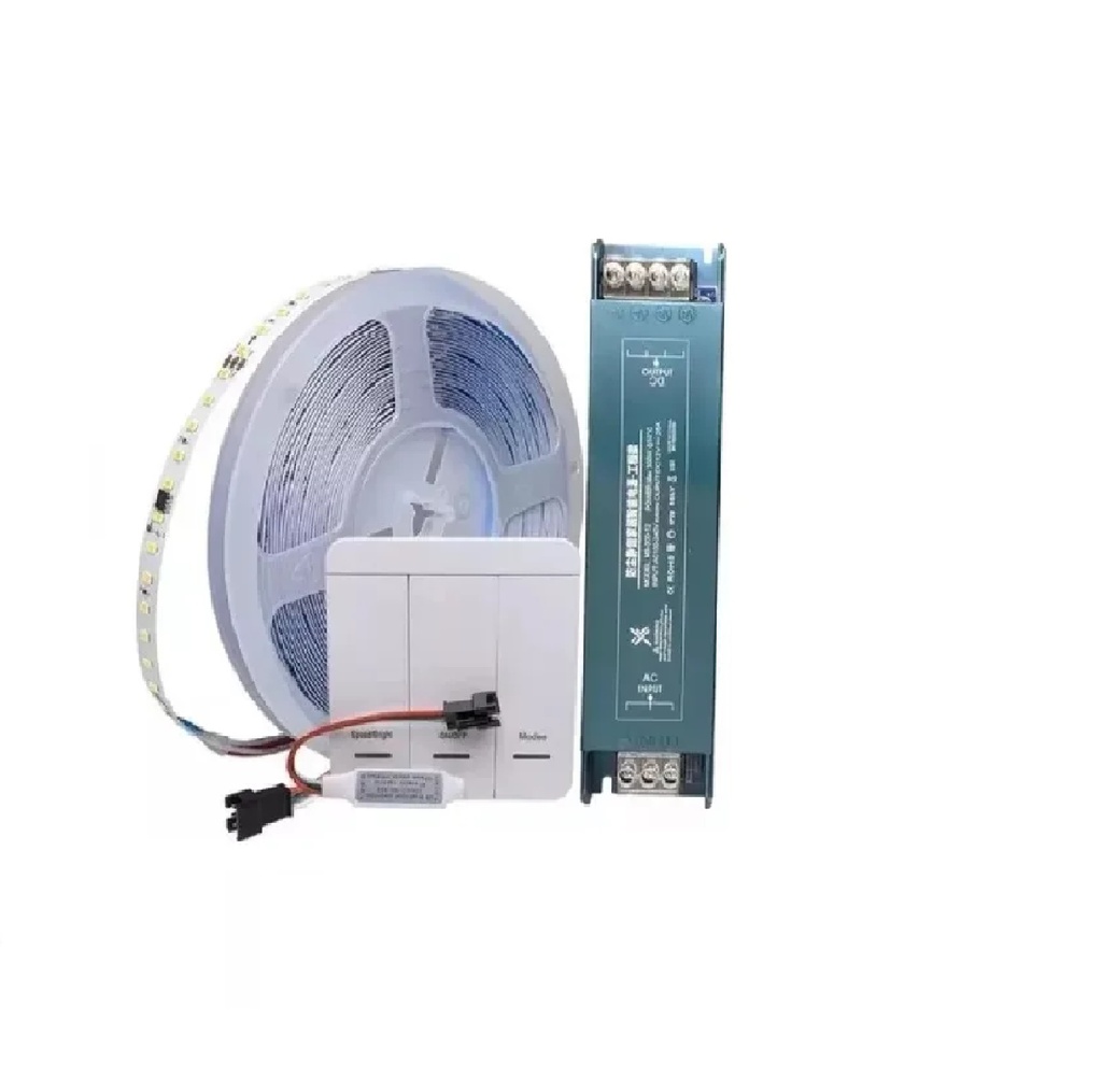 KIT CINTA LED 5 MTS 24 V 6500K C/CONTROL + SWITCH + FUENTE PODER REF. LS-2835 MARCA MAFI