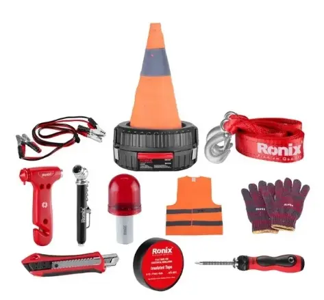 KIT DE EMERGENCIA PARA VEHICULOS 14 PZAS REF. RH-9199 / 512405 MARCA RONIX