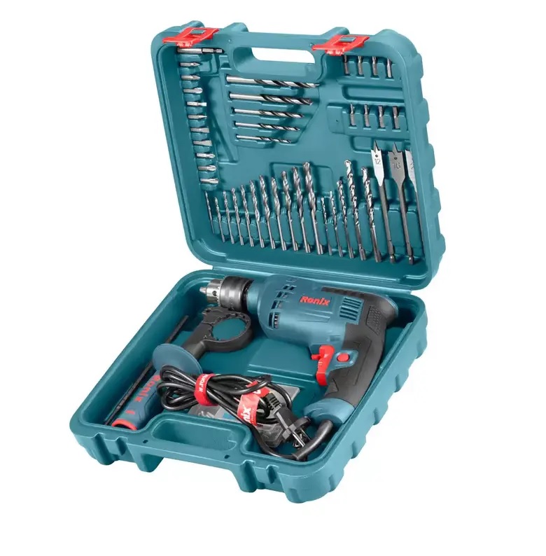 KIT DE TALADRO PERCUTOR 1/2" 13MM 750 W 220-240V 2.700 RPM 52 PZAS REF. RS-0006 / 223046 MARCA RONIX