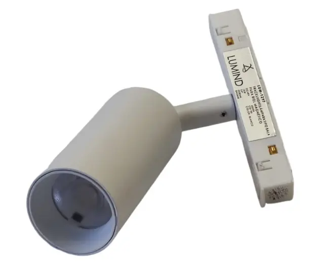 LAMPARA LED INTEGRADA TIPO BALA 12W 4000K 48V BLANCO P/RIEL TRACK LIGHT MAGNETICO LUM-1297 LUMIND