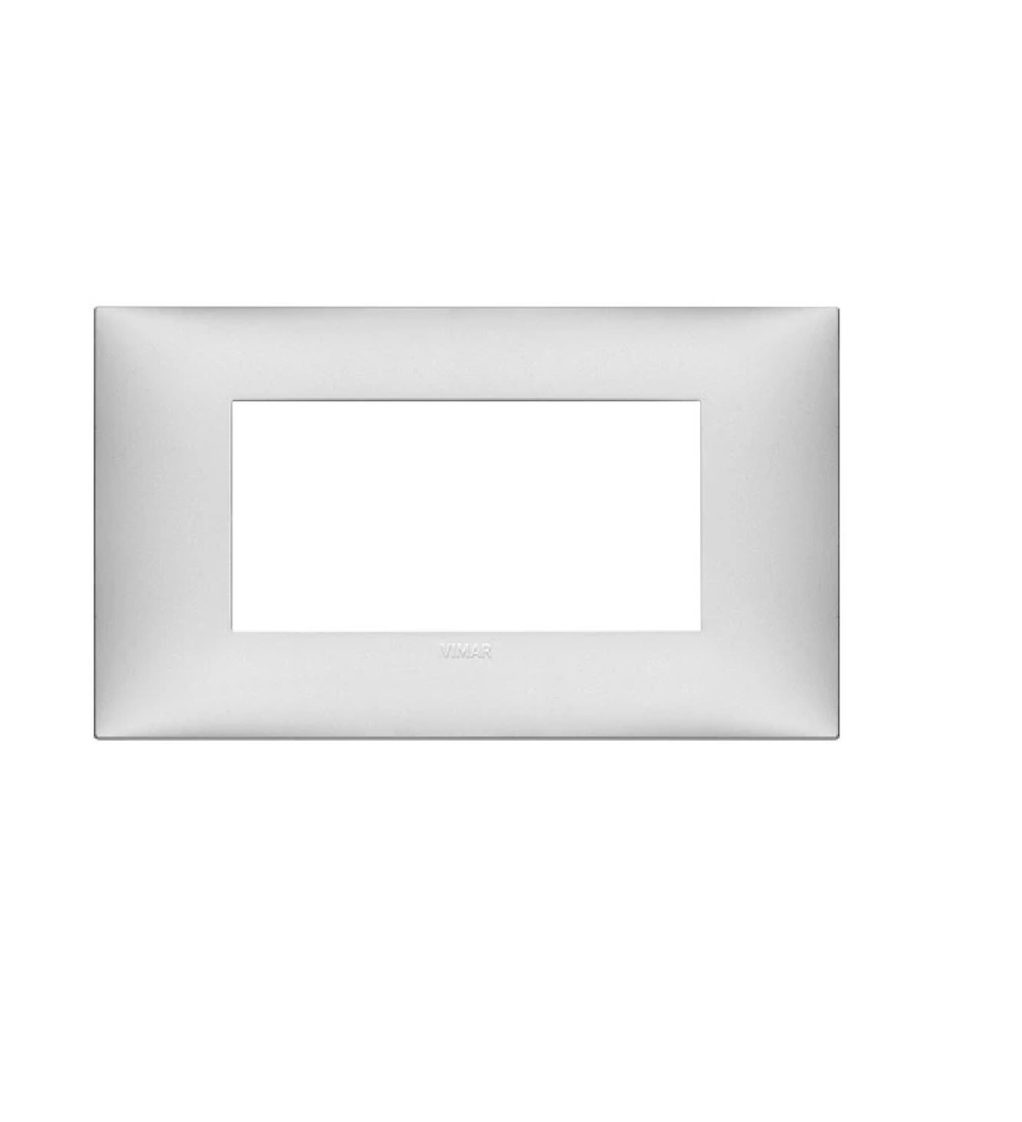 PLACA 4 MODULOS CENTRALES TECNOPOLIMERO SERIE NEVE UP COLOR PLATA MATE REF. 09674.21 MARCA VIMAR