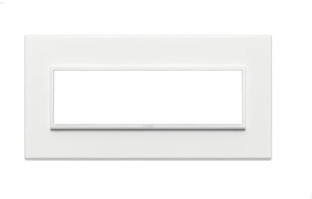 PLACA 7 MODULOS CENTRALES ALUMINIO BLANCO TOTAL SERIE EIKON REF. 21657.17 MARCA VIMAR