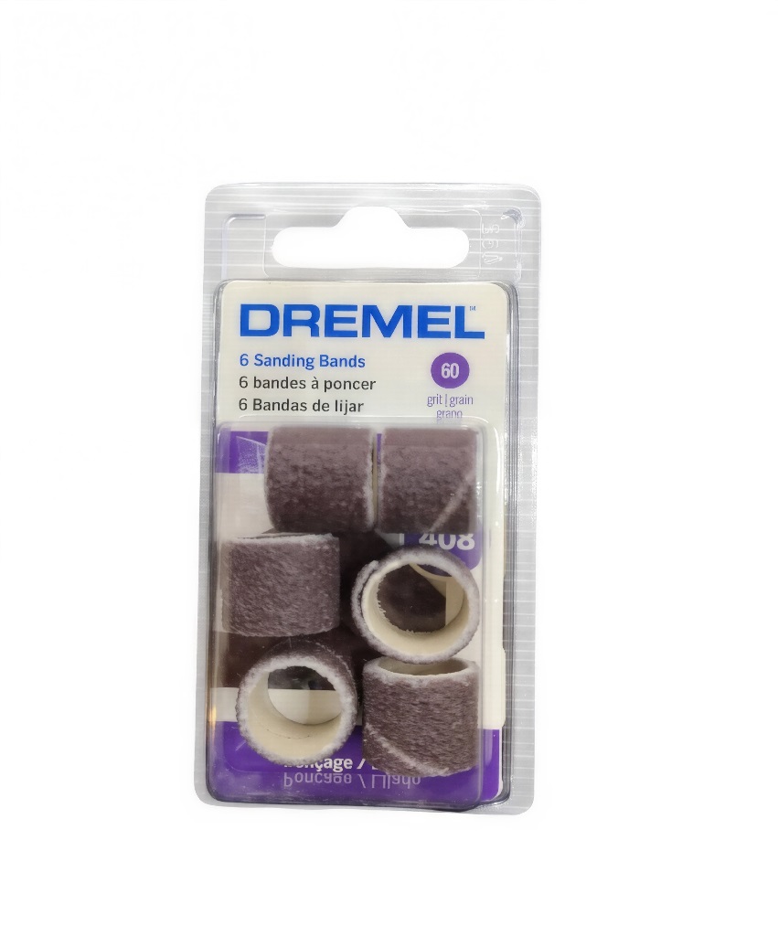 TAMBOR DE LIJAR PARA DREMEL DE 1/2" GRANO 60 6 PZAS MOD. 408 REF. 863094 / 2615000408 MARCA DREMEL