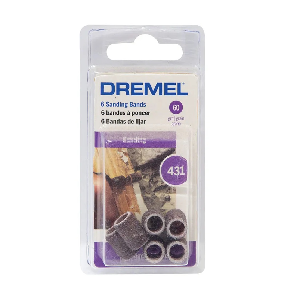 TAMBOR DE LIJAR PARA DREMEL DE 1/4" GRANO 60 6 PZAS MOD. 431 / 2615000431 REF. 863140 MARCA DREMEL