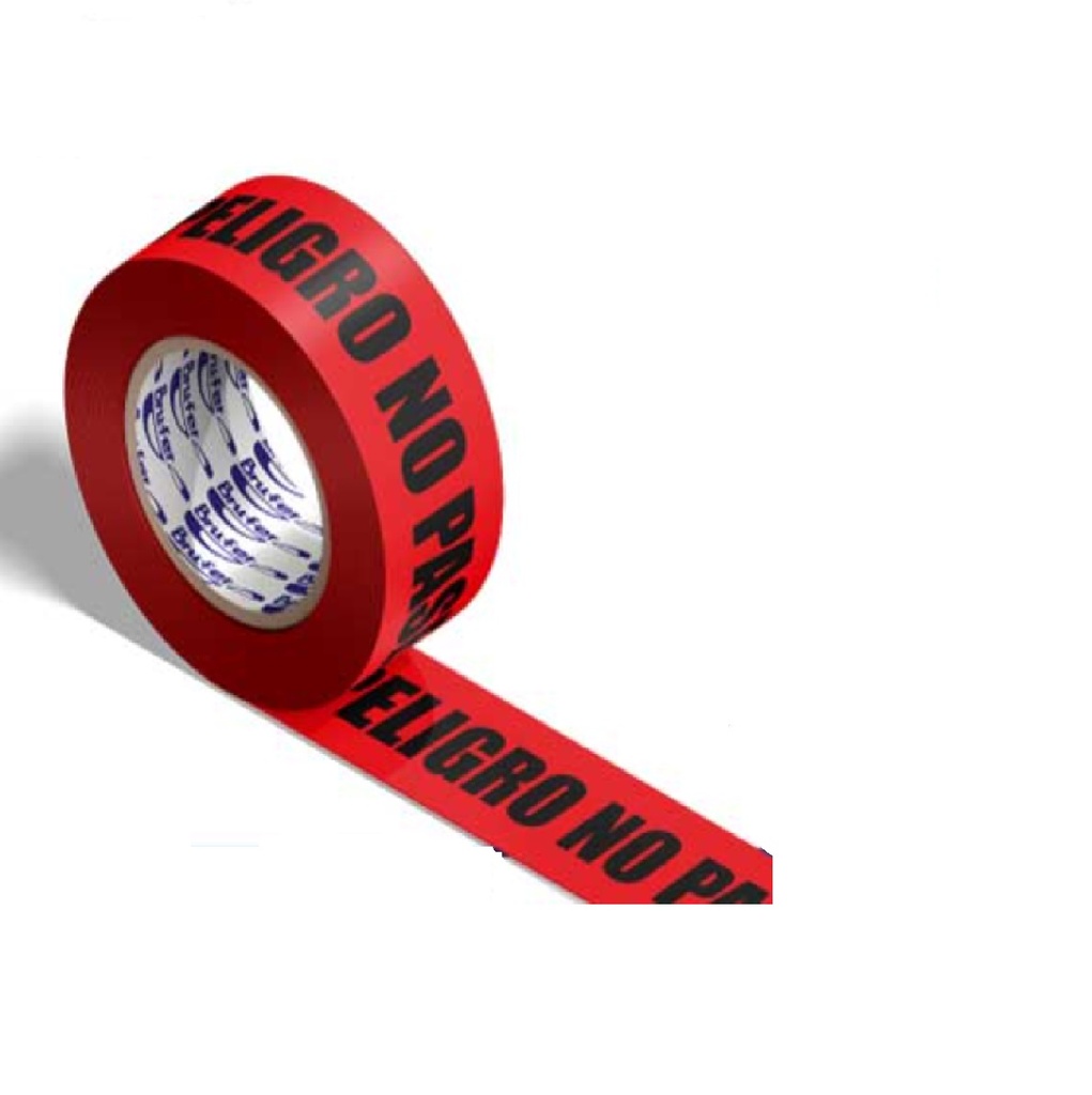 CINTA DE SEGURIDAD ROJA "PELIGRO NO PASE" DE 3" DE ANCHO X 100MTS REF. 221402R / 198946 BRUFER