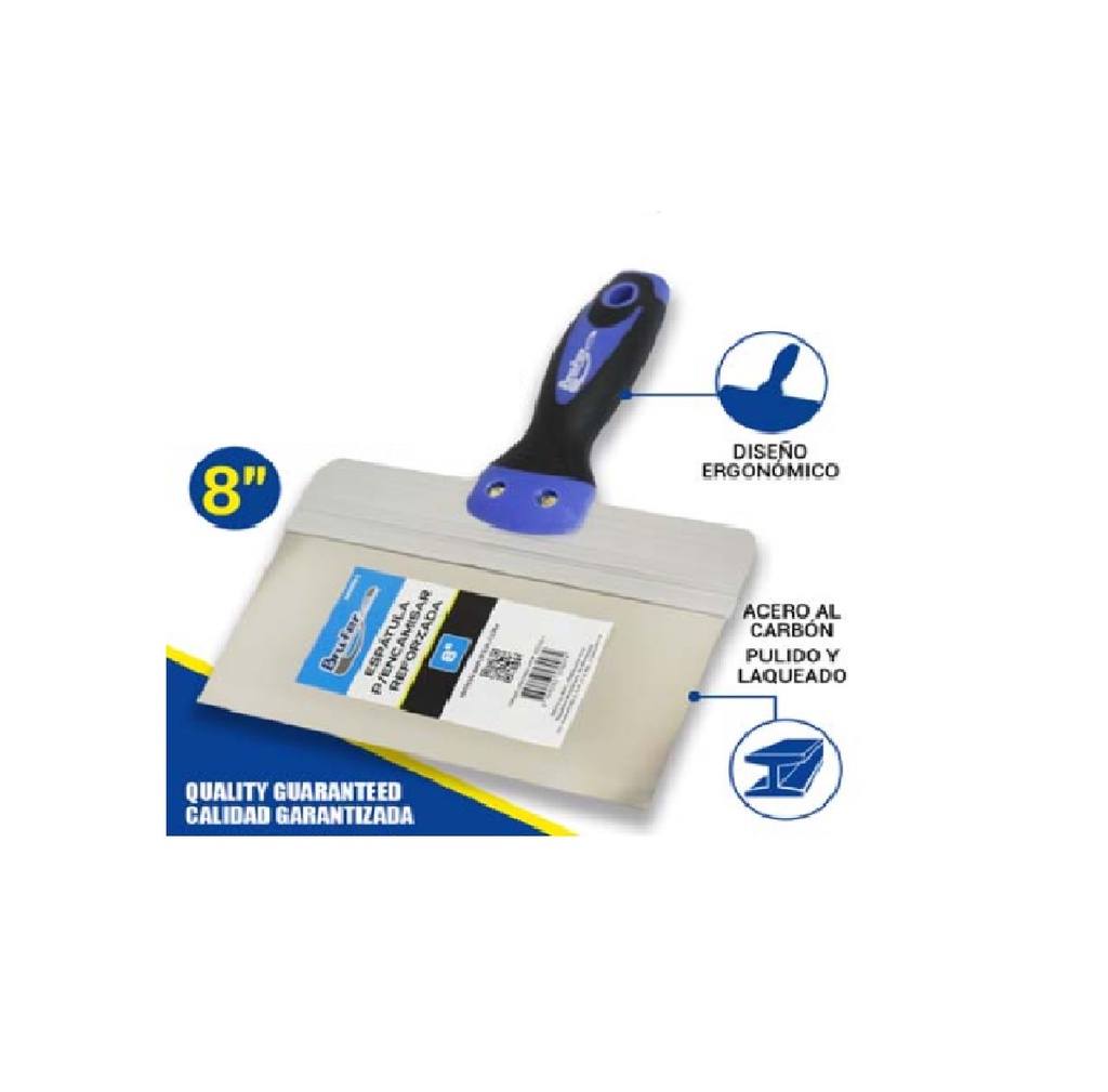 ESPATULA PARA ENCAMISAR REFORZADA 8" MANGO PLASTICO REF. 223102-1 / 579074 MARCA BRUFER