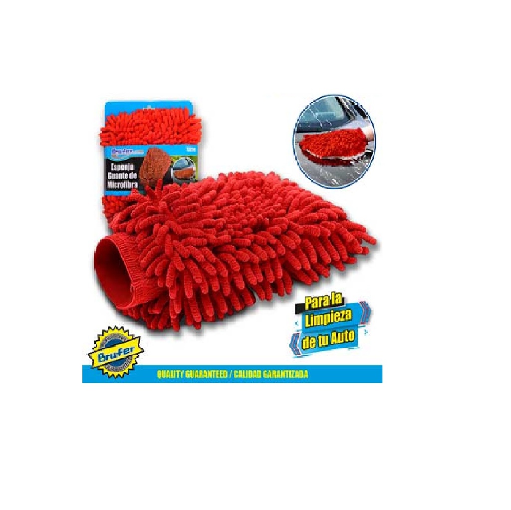 ESPONJA / GUANTE DE MICROFIBRA 31 X 18 CM ROJO REF. 73256 / 198748 MARCA BRUFER
