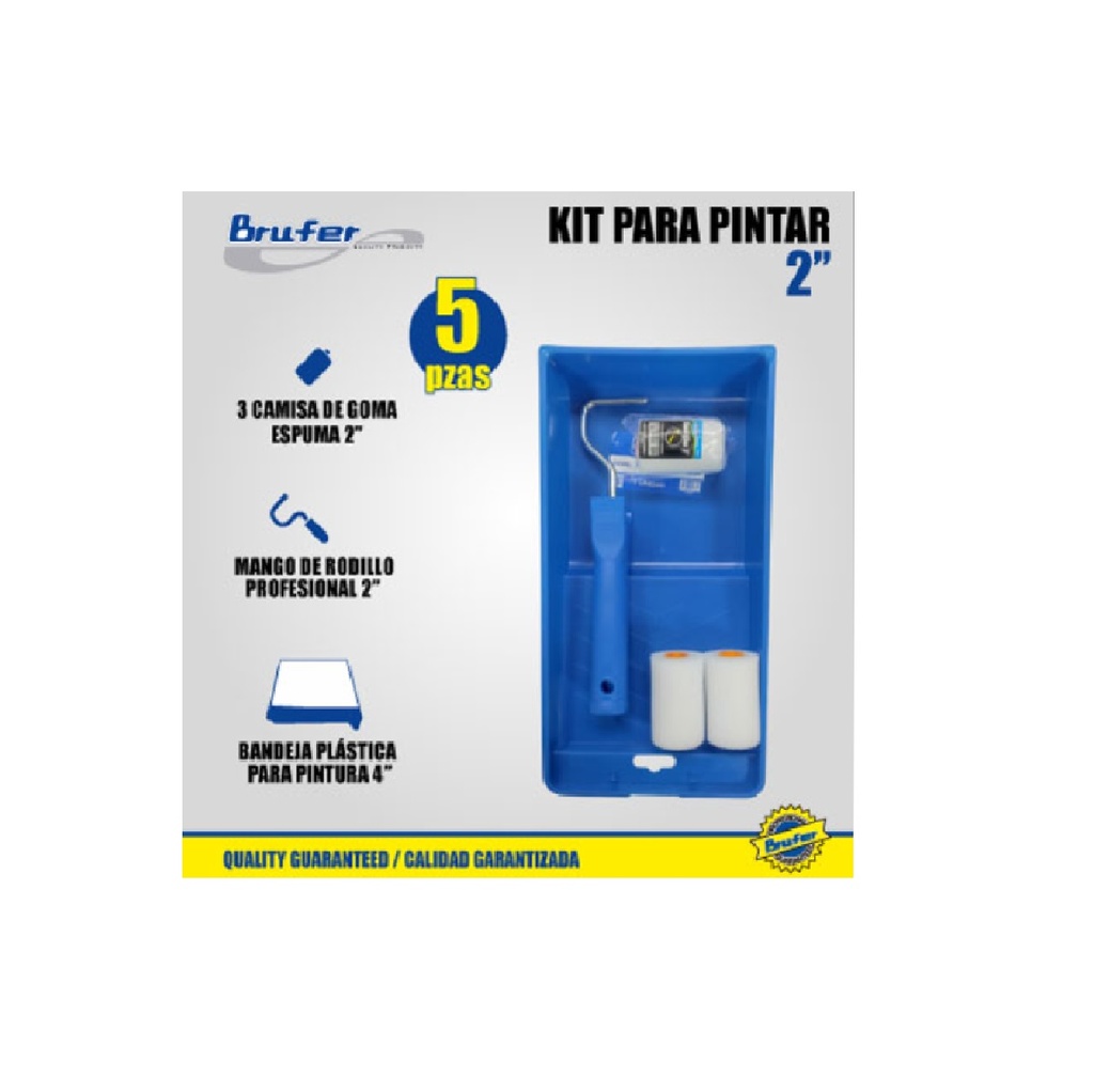KIT PARA PINTAR 5 PZAS ( BANDEJA + ESQUELETO + 3 FUNDA 2" ) REF. BFPINT4  47157  MARCA BRUFER