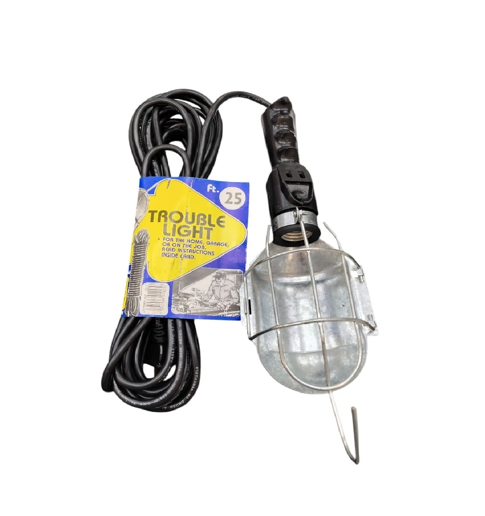 LAMPARA AUXILIAR PARA MECANICO PANTALLA METALICO 25´ / 7.62 MTS 110 V NEGRO REF. 010257 MARCA ARRIGO