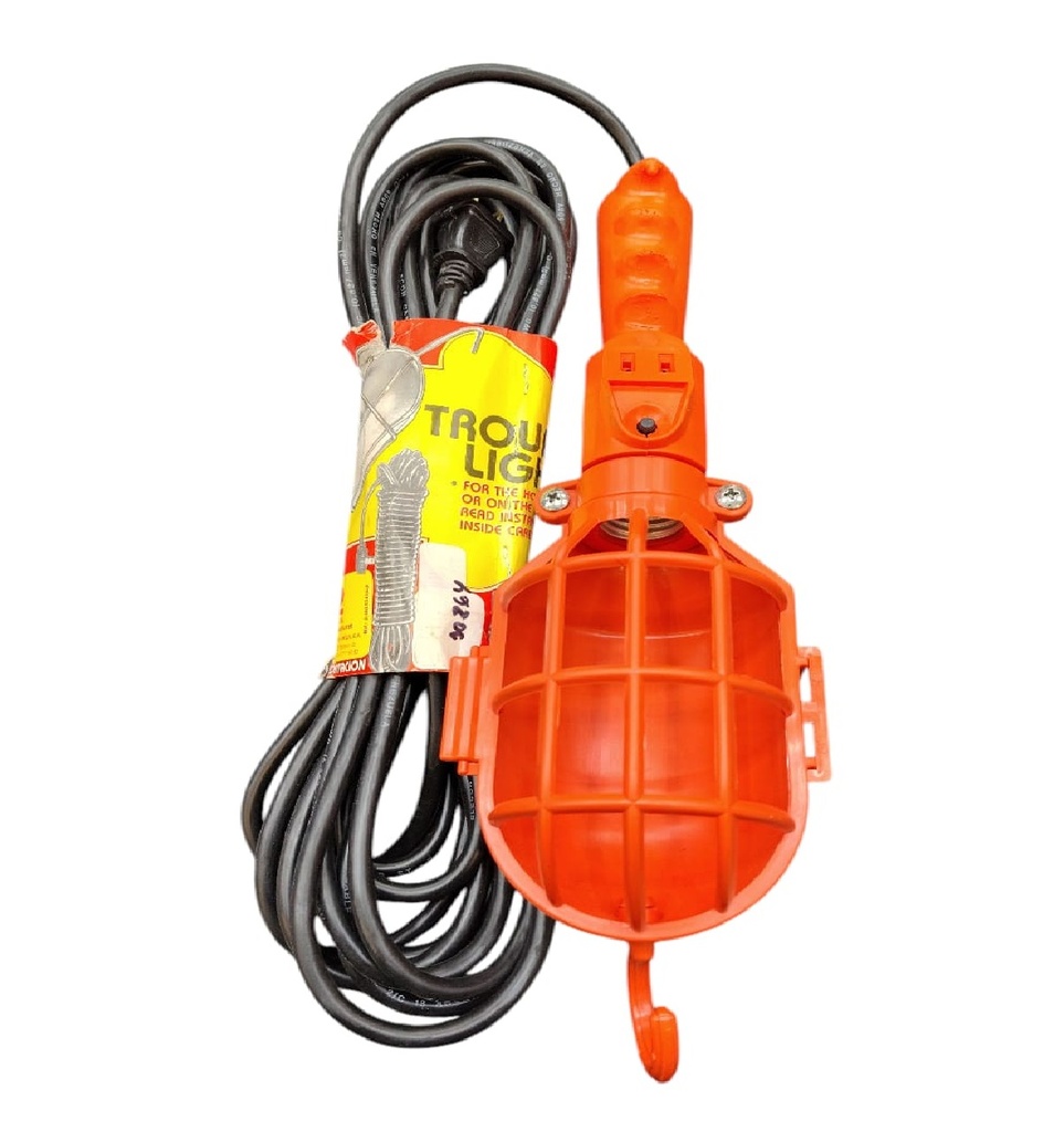 LAMPARA AUXILIAR PARA MECANICO PANTALLA PLASTICA 25´ / 7.62 MTS 110 V NEGRO REF. 010264 MARCA ARRIGO
