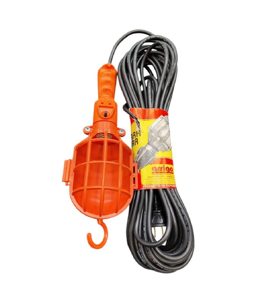 LAMPARA AUXILIAR PARA MECANICO PANTALLA PLASTICA 50´ / 15.24 MT 110 V NEGRO REF. 010516 MARCA ARRIGO