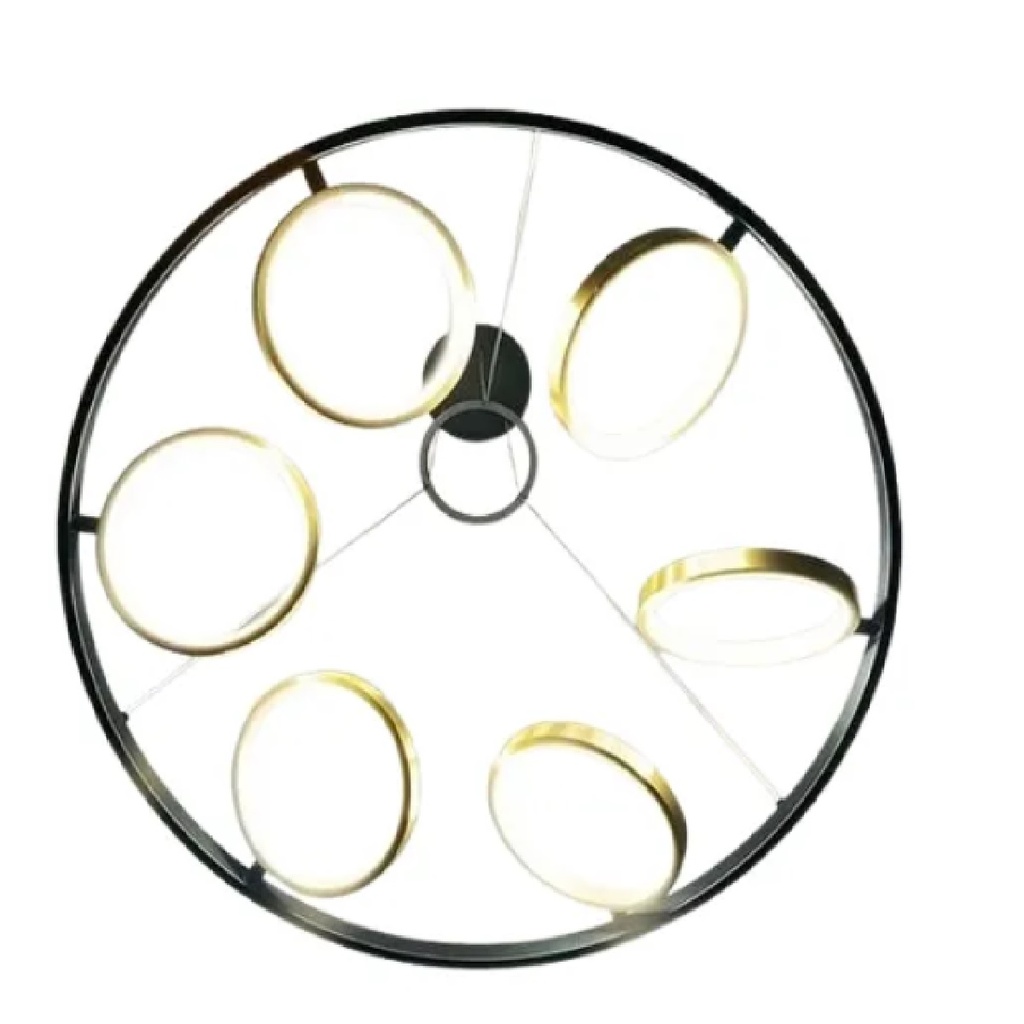 LAMPARA LED INTELIGENTE 6 AROS COLGANTE C/CR DIMERIZABLE 60W 2700K+6500K NEGRO REF. 005254 HEA LIGHT