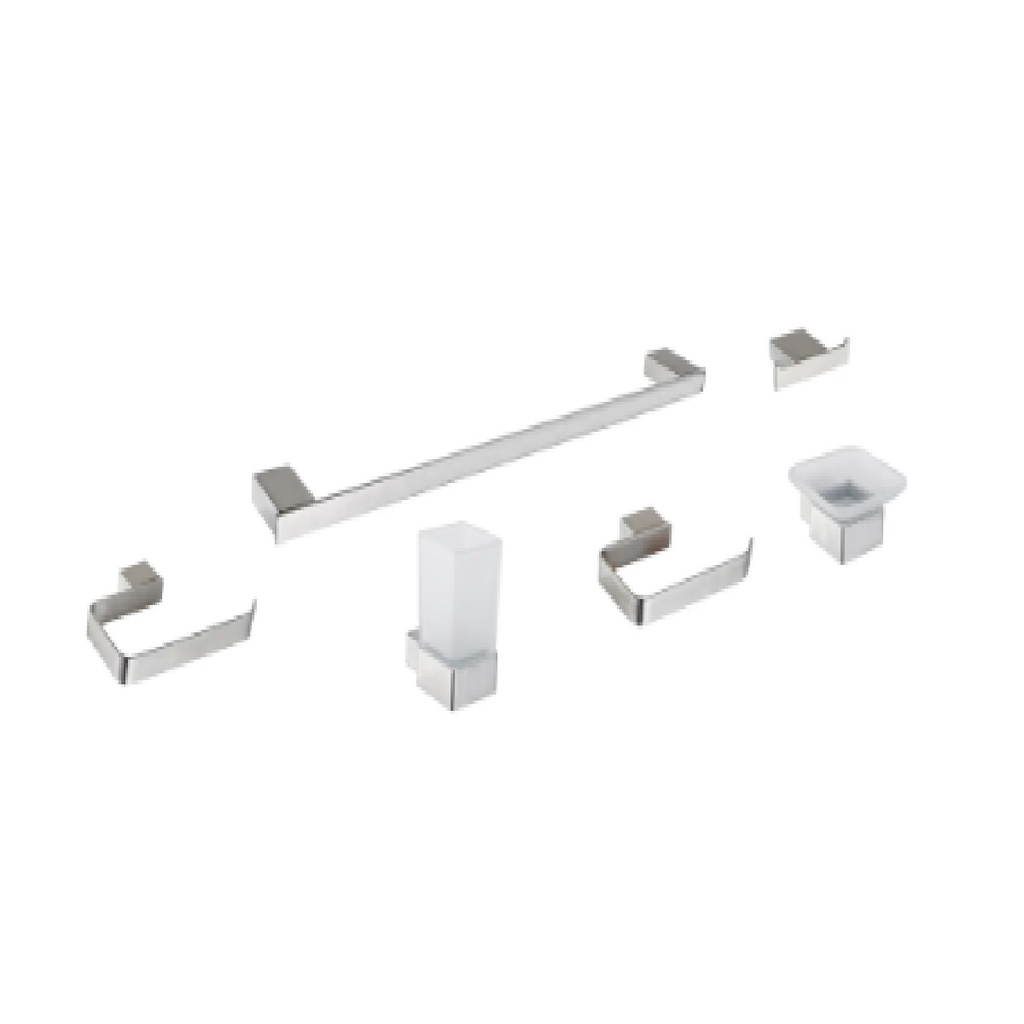 ACCESORIOS PARA BAÑO 6 PZAS MOD. 202 BRUSHED / CEPILLADO / SATINADO GRI-1274 MARCA BELT-G