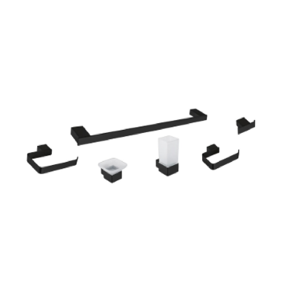ACCESORIOS PARA BAÑO 6 PZAS MOD. 202 BLACK GRI-1275 MARCA BELT-G
