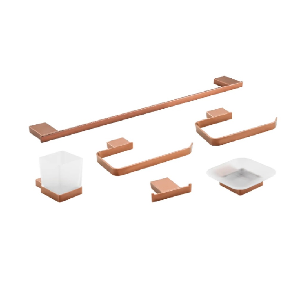 ACCESORIOS PARA BAÑO 6 PZAS MOD.202 ROSE GOLD GRI-1277 MARCA BELT-G